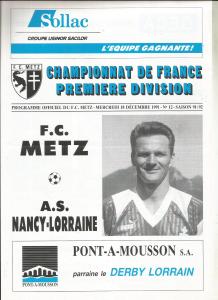1991-12-18 : FCM – ASNL 1991/92 – programme en pdf