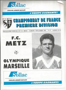 1991-12-07 : FCM – OM 1991/92 – programme en pdf