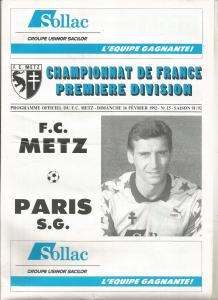 1992-02-16 : FCM – PSG 1991/92 – programme en pdf