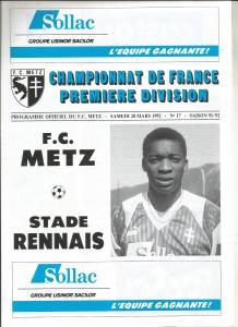 1992-03-28 : FCM – SR 1991/92 – programme en pdf