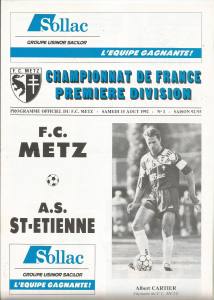 1992-08-15 : FCM – ASSE 1992/93 – programme en pdf