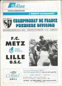1993-02-10 : FCM – LOSC 1992/93 – programme en pdf