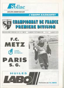 1993-02-27 : FCM – PSG 1992/93 – programme en pdf