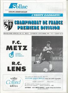 1992-12-04 : FCM – RCL 1992/93 – programme en pdf