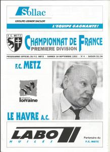 1993-09-18 : FCM – HAC 1993/94 – programme en pdf