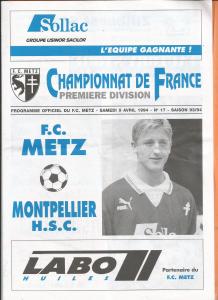 1994-04-09 : FCM – MHSC 1993/94 – programme en pdf