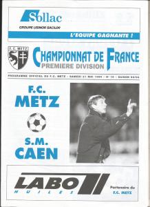 1994-05-21 : FCM – SMC 1993/94 – programme en pdf + feuille d’arbitrage