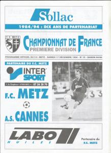 1994-12-17 : FCM – ASC 1994/95 – programme en pdf