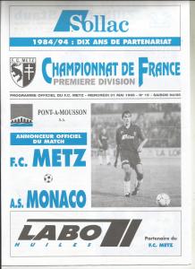 1995-05-31 : FCM – ASM 1994/95 – programme en pdf + feuille d’arbitrage