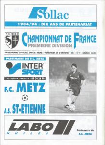 1994-10-28 : FCM – ASSE 1994/95 – programme en pdf