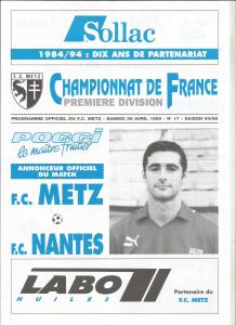 1995-04-29 : FCM – FCN 1994/95 – programme en pdf + feuille d’arbitrage