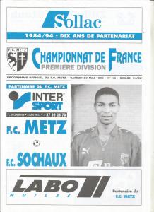 1995-05-20 : FCM – FCS 1994/95 – programme en pdf + feuille d’arbitrage