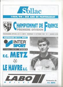 1994-10-14 : FCM – HAC 1994/95 – programme en pdf