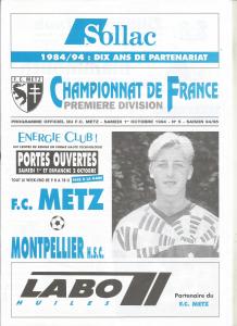 1994-10-01 : FCM – MHSC 1994/95 – programme en pdf + feuille d’arbitrage