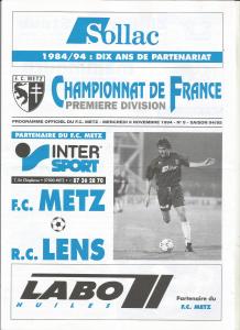 1994-11-09 : FCM – RCL 1994/95 – programme en pdf