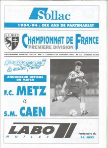 1995-01-28 : FCM – SMC 1994/95 – programme en pdf + feuille d’arbitrage