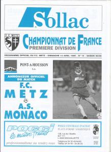 1996-04-14 : FCM – ASM 1995/96 – programme en pdf + feuille d’arbitrage