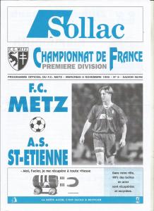 1995-11-08 : FCM – ASSE 1995/96 – programme en pdf + feuille d’arbitrage