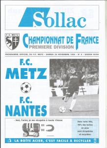 1995-11-25 : FCM – FCN 1995/96 – programme en pdf + feuille d’arbitrage
