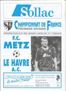 1996-01-10 : FCM – HAC 1995/96 – programme en pdf + feuille d’arbitrage
