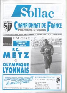 1996-01-27 : FCM – OL 1995/96 – programme en pdf + feuille d’arbitrage