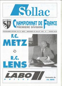 1995-07-26 : FCM – RCL 1995/96 – programme en pdf + feuille d’arbitrage