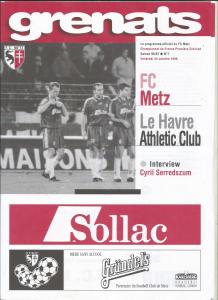 1996-10-25 : FCM – HAC 1996/97 – programme en pdf + feuille d’arbitrage