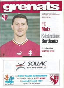 1997-08-08 : FCM – GB 1997/98 – programme en pdf + feuille d’arbitrage