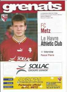 1997-10-08 : FCM – HAC 1997/98 – programme en pdf + feuille d’arbitrage