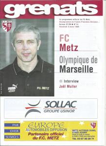 1998-03-06 : FCM – OM 1997/98 – programme en pdf + feuille d’arbitrage