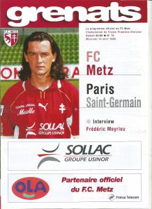 1999-04-14 : FCM – PSG 1998/99 – programme en pdf + feuille d’arbitrage