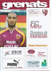 2001-04-28 : FCM – OM 2000/2001 – programme en pdf