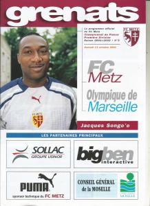 2001-10-13 : FCM – OM 2001/2002 – programme en pdf